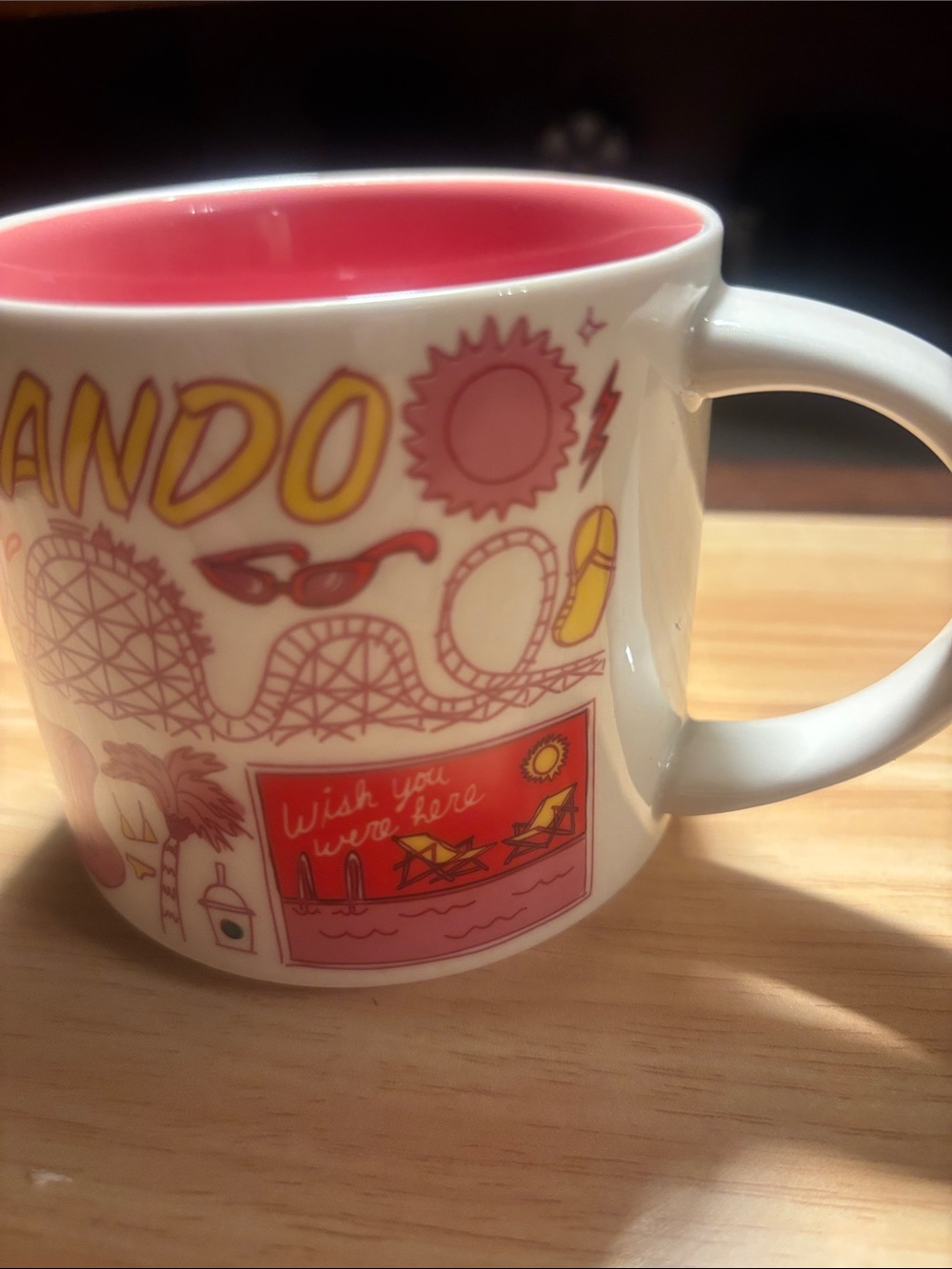 Starbucks Orlando Pink & Yellow Illustrated " Been There Series " Ceramic Mug - Picture 3 of 8